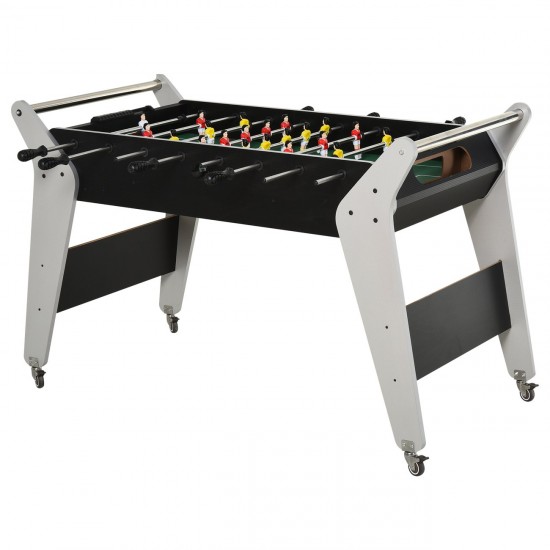 Jeux Soldes HOMCOM Baby-foot table de Babyfoot sur roulettes dim. 146L x 64l x 87H cm 2 balles fournies MDF acier gris noir