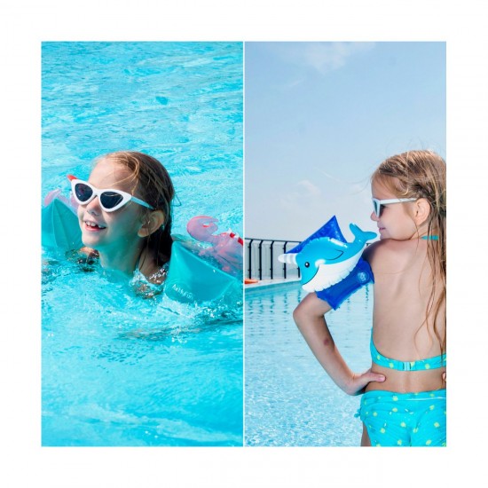 Jeux Soldes Piscine AirMyFun Brassards Gonflables De Natation x2 pour Enfants 3-6 Ans, Flotteurs piscine & plage - Pack Duo Homard Dauphin