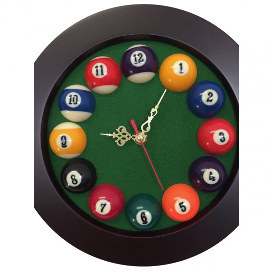 Jeux Soldes JT2D Horloge ronde en bois - Heures boules de billard