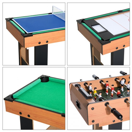 Jeux Soldes HOMCOM Table multi jeux 4 en 1 babyfoot billard air hockey ping-pong avec accessoires MDF bois 87 x 43 x 73 cm